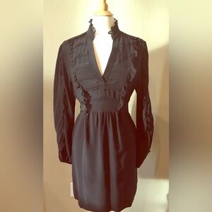 Postella Black Ruffle-Detail Dress Size L